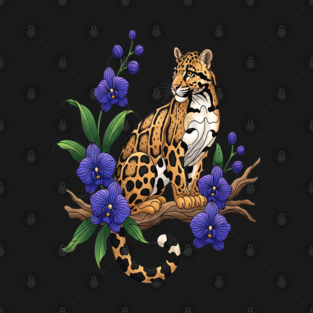 Stained Glass Clouded Leopard Orchid Art by BirdsnStuff