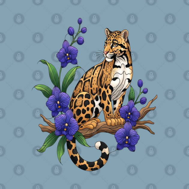 Stained Glass Clouded Leopard Orchid Art by BirdsnStuff