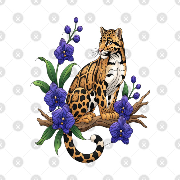 Stained Glass Clouded Leopard Orchid Art by BirdsnStuff