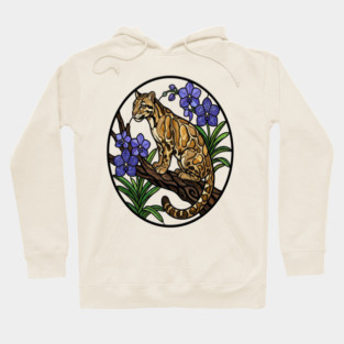 Stained Glass Clouded Leopard Illustration Hoodie