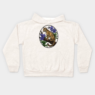 Stained Glass Clouded Leopard Illustration Kids Hoodie
