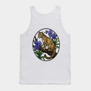 Stained Glass Clouded Leopard Illustration Tank Top