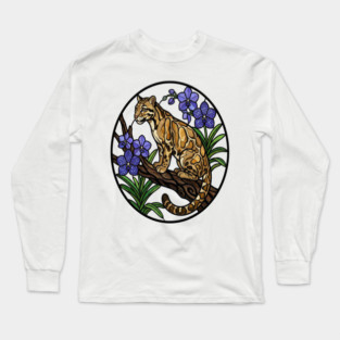 Stained Glass Clouded Leopard Illustration Long Sleeve T-Shirt