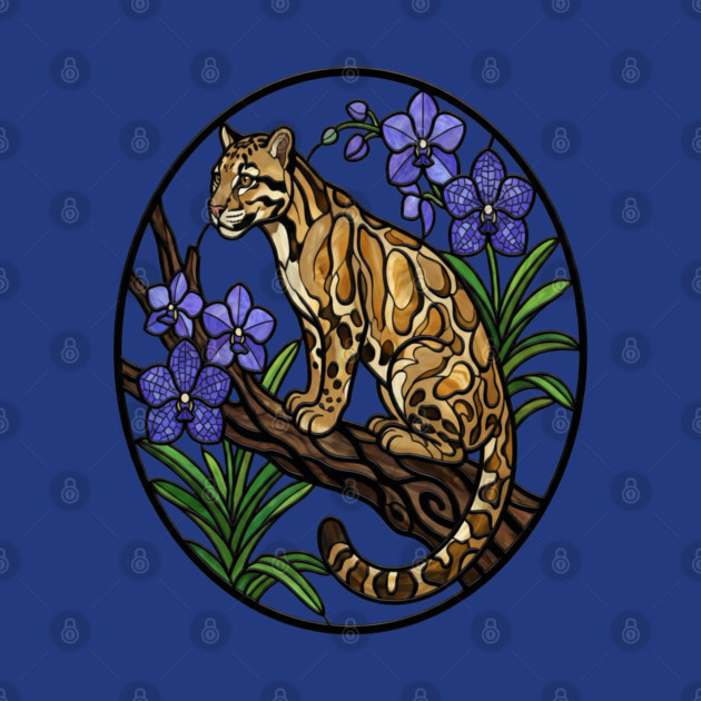 Stained Glass Clouded Leopard Illustration by BirdsnStuff