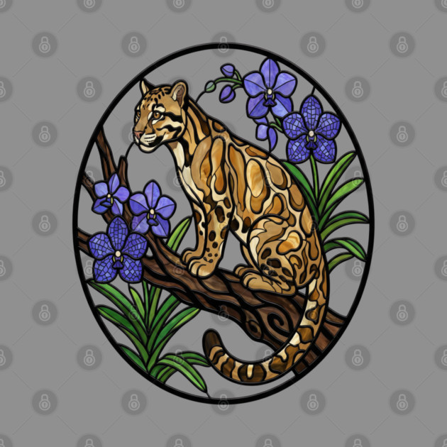 Stained Glass Clouded Leopard Illustration by BirdsnStuff