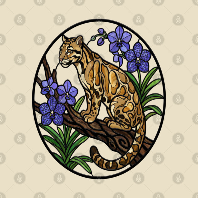Stained Glass Clouded Leopard Illustration by BirdsnStuff