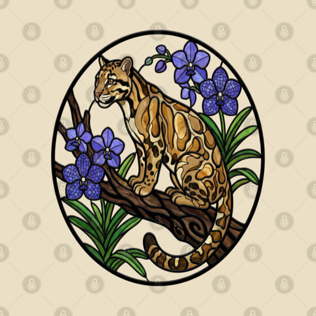 Stained Glass Clouded Leopard Illustration by BirdsnStuff