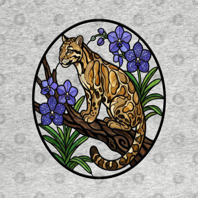 Stained Glass Clouded Leopard Illustration by BirdsnStuff