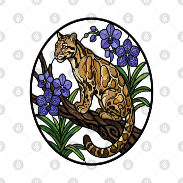 Stained Glass Clouded Leopard Illustration by BirdsnStuff
