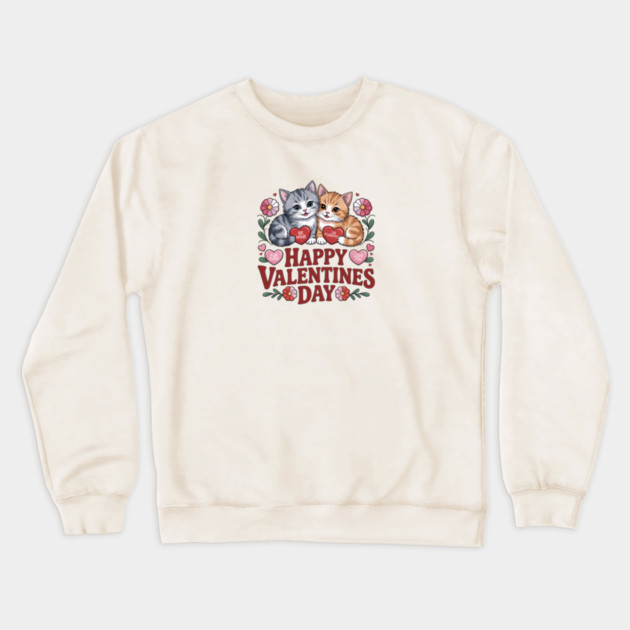 Happy Valentines Day - For Cat Lovers Crewneck Sweatshirt by Pete the Cat Guy