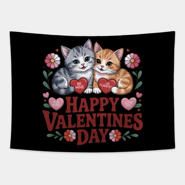 Happy Valentines Day - For Cat Lovers Tapestry by Pete the Cat Guy