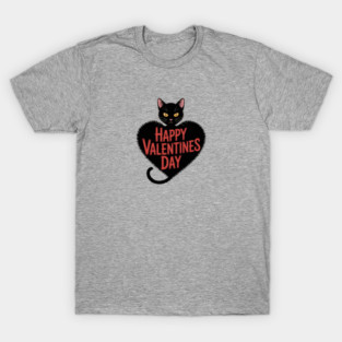 Happy Valentines Day - Black Cat T-Shirt