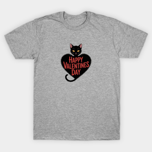 Happy Valentines Day - Black Cat T-Shirt by Pete the Cat Guy