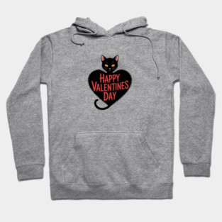 Happy Valentines Day - Black Cat Hoodie