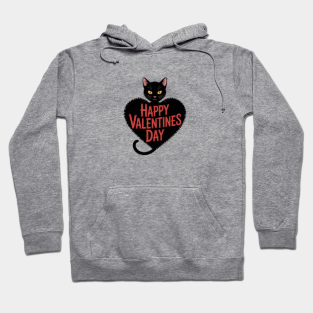 Happy Valentines Day - Black Cat Hoodie by Pete the Cat Guy