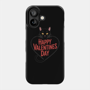 Happy Valentines Day - Black Cat Phone Case