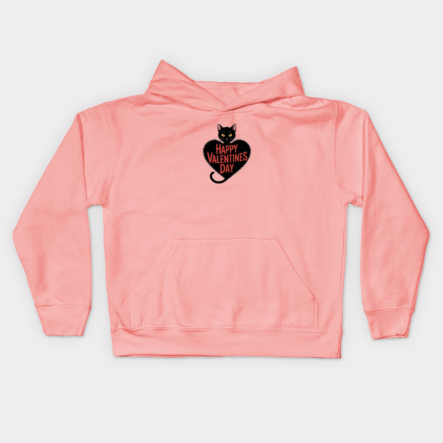 Happy Valentines Day - Black Cat Kids Hoodie by Pete the Cat Guy