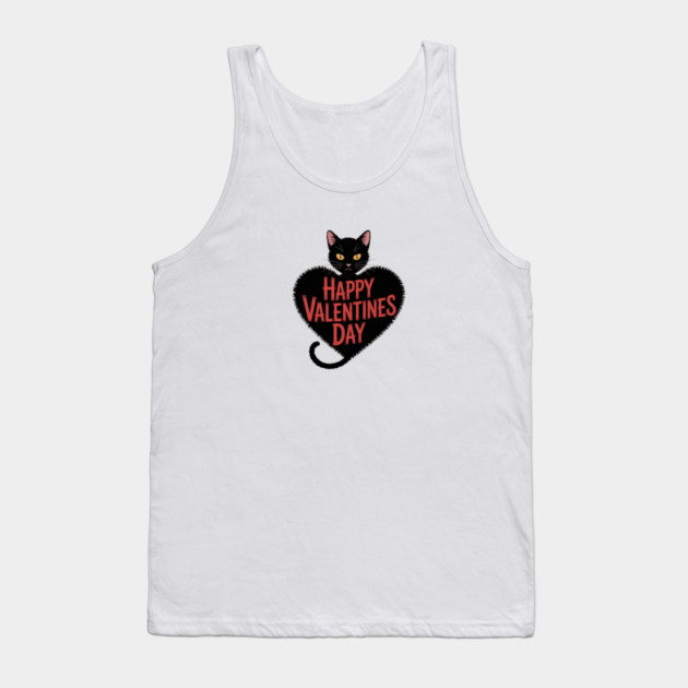 Happy Valentines Day - Black Cat Tank Top by Pete the Cat Guy