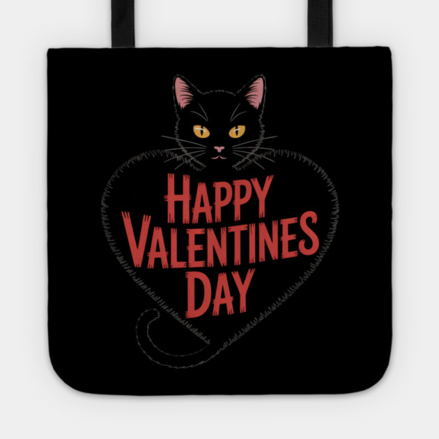 Happy Valentines Day - Black Cat Tote by Pete the Cat Guy