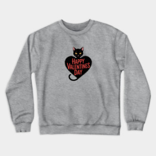 Happy Valentines Day - Black Cat Crewneck Sweatshirt
