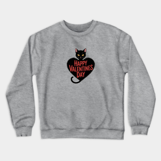 Happy Valentines Day - Black Cat Crewneck Sweatshirt by Pete the Cat Guy