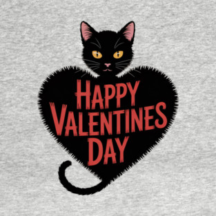 Happy Valentines Day - Black Cat T-Shirt