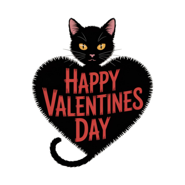 Happy Valentines Day - Black Cat by Pete the Cat Guy