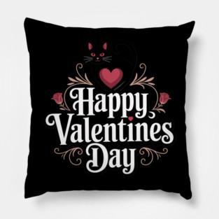 Happy Valentines Day - For Cat Lovers Pillow