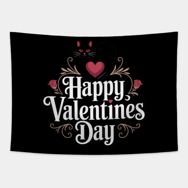 Happy Valentines Day - For Cat Lovers Tapestry by Pete the Cat Guy