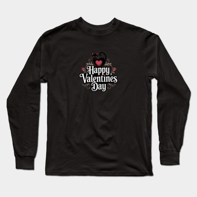 Happy Valentines Day - For Cat Lovers Long Sleeve T-Shirt by Pete the Cat Guy