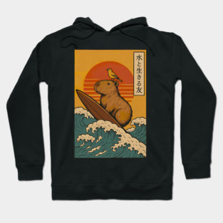 Capybara Surfing Japanese Hoodie