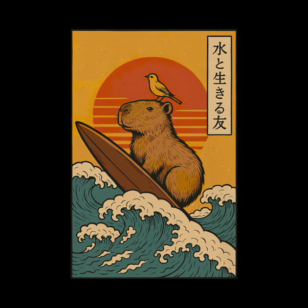 Capybara Surfing Japanese by yangho