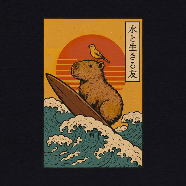 Capybara Surfing Japanese by yangho