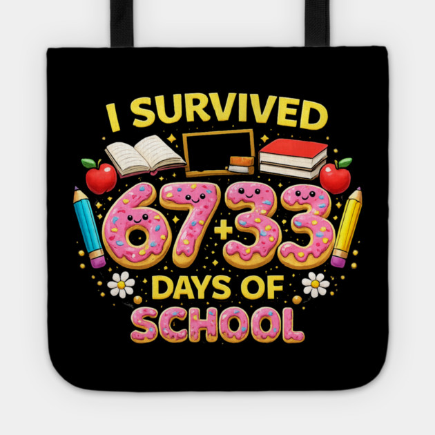I Survived 6733 Days Of School Teacher Student 100 Days Tote by ArtistTee ⭐⭐⭐⭐⭐