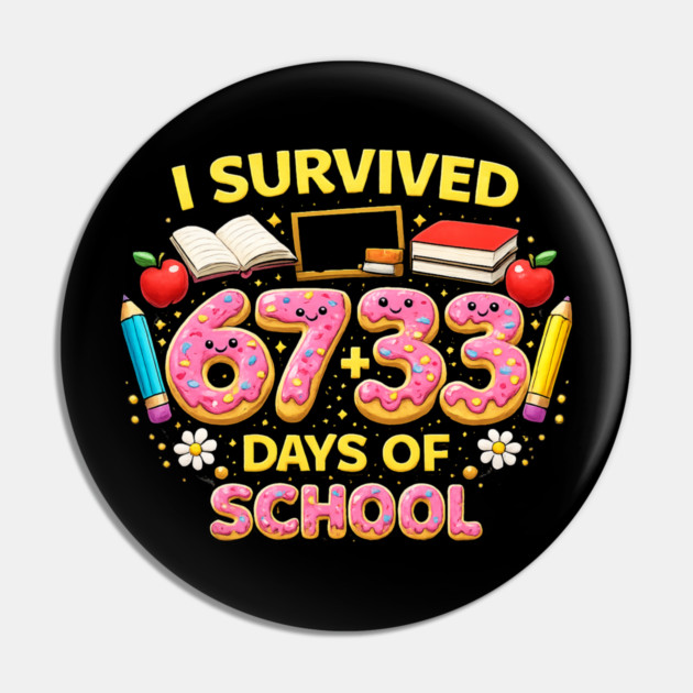I Survived 6733 Days Of School Teacher Student 100 Days Pin by ArtistTee ⭐⭐⭐⭐⭐