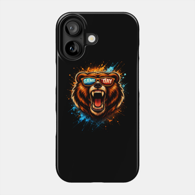 Game Day Bear Roaring Sunglasses Sports Fan Phone Case by ArtistTee ⭐⭐⭐⭐⭐