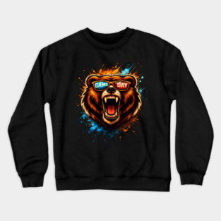 Game Day Bear Roaring Sunglasses Sports Fan Crewneck Sweatshirt