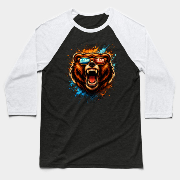Game Day Bear Roaring Sunglasses Sports Fan Baseball T-Shirt by ArtistTee ⭐⭐⭐⭐⭐