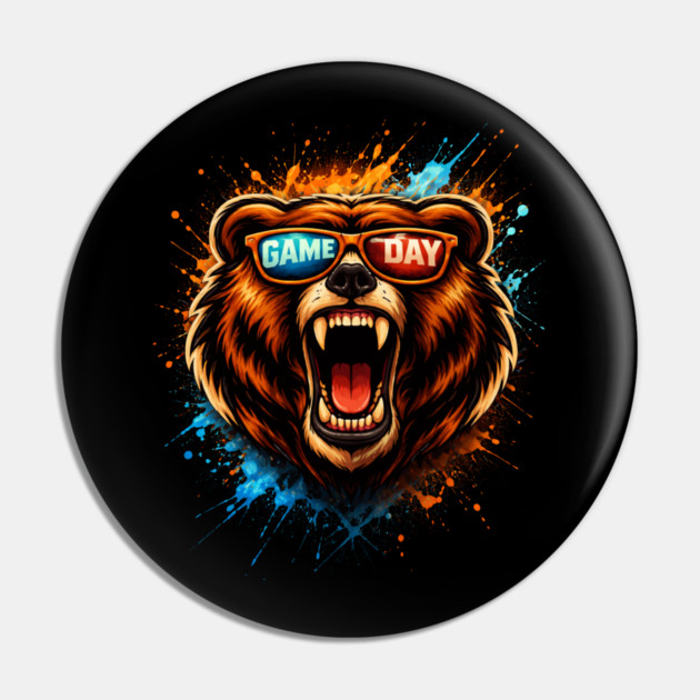 Game Day Bear Roaring Sunglasses Sports Fan Pin by ArtistTee ⭐⭐⭐⭐⭐