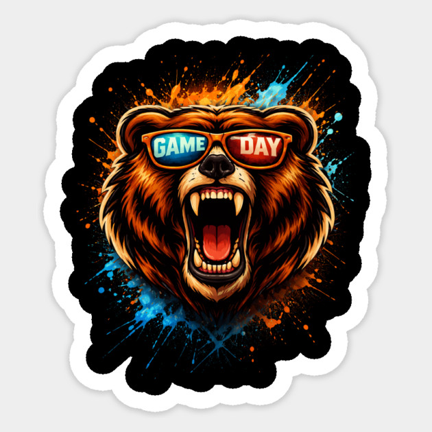 Game Day Bear Roaring Sunglasses Sports Fan Sticker by ArtistTee ⭐⭐⭐⭐⭐
