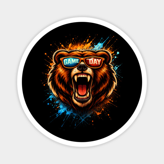 Game Day Bear Roaring Sunglasses Sports Fan Magnet by ArtistTee ⭐⭐⭐⭐⭐