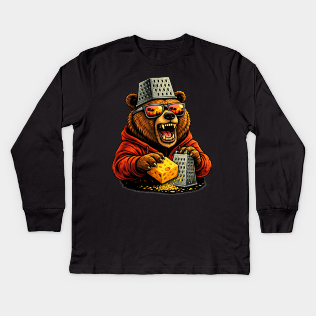 Bear Grater Cheese Lover Funny Bear Grateful Dead Fan Kids Long Sleeve T-Shirt by ArtistTee ⭐⭐⭐⭐⭐