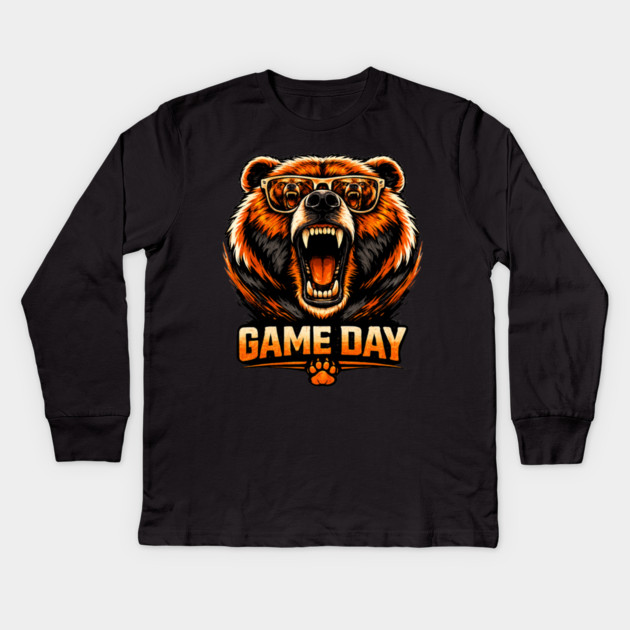 Game Day Bear Sports Fan Kids Long Sleeve T-Shirt by ArtistTee ⭐⭐⭐⭐⭐
