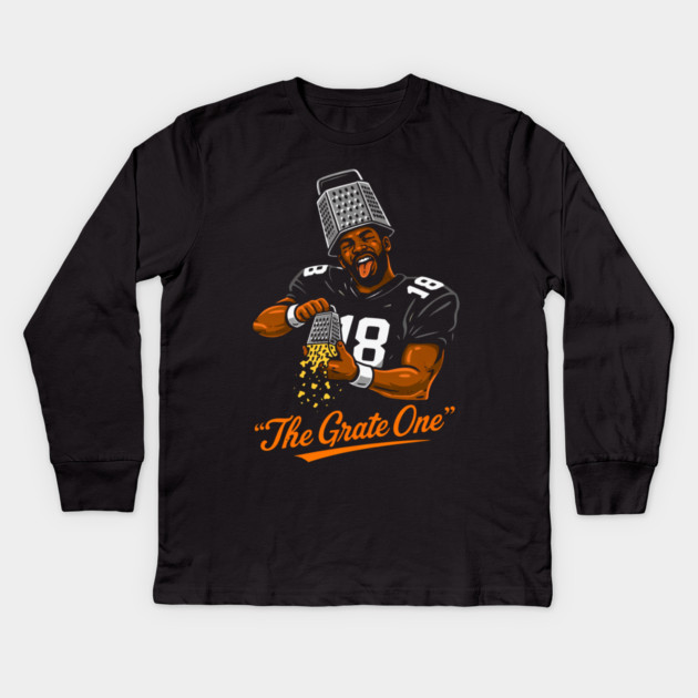 The Grate One Football Player Cheese Grater Hat Kids Long Sleeve T-Shirt by ArtistTee ⭐⭐⭐⭐⭐