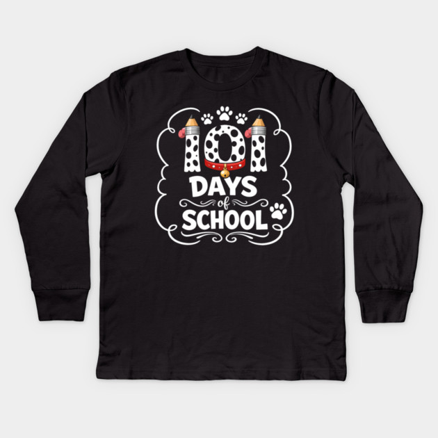 101 Days Of School Dalmatian Dog Teacher Student Kids Long Sleeve T-Shirt by ArtistTee ⭐⭐⭐⭐⭐
