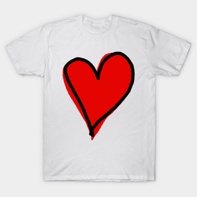 Red Heart Minimalist Love T-Shirt by Creatifly Graphic Tees