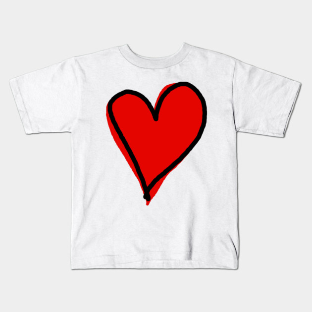 Red Heart Minimalist Love Kids T-Shirt by Creatifly Graphic Tees