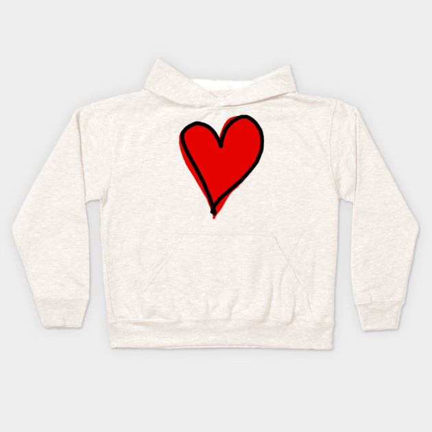 Red Heart Minimalist Love Kids Hoodie by Creatifly Graphic Tees
