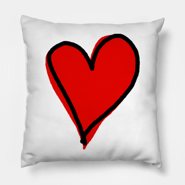 Red Heart Minimalist Love Pillow by Creatifly Graphic Tees