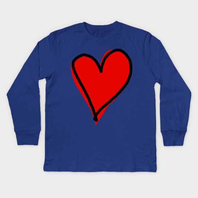 Red Heart Minimalist Love Kids Long Sleeve T-Shirt by Creatifly Graphic Tees